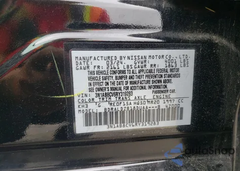 2024 Nissan Sentra Sv from USA, damaged, VIN 3N1AB8CV6RY319283